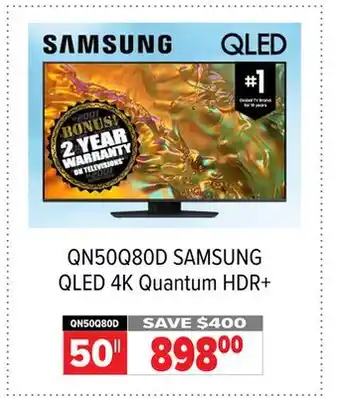 2001 Audio Video SAMSUNG QN50Q80D 50 QLED 4K Quantum HDR+ offer