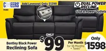 Surplus Furniture Bentley Black Power Reclining Sofa offer