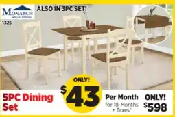 Surplus Furniture Cream & Oak 5Pc Dinette Set offer
