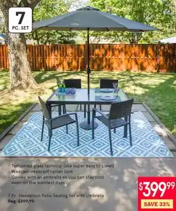 Kitchen Stuff Plus 7 Pc. Henderson Patio Seating Set with Umbrella offer