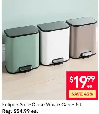 Kitchen Stuff Plus Eclipse Soft-Close Waste Can-5 L offer