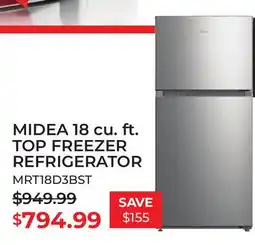 TA Appliances & Barbecues MIDEA 18 cu. ft. TOP FREEZER REFRIGERATOR offer