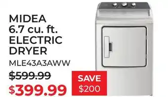 TA Appliances & Barbecues MIDEA 6.7 cu. ft. ELECTRIC DRYER offer