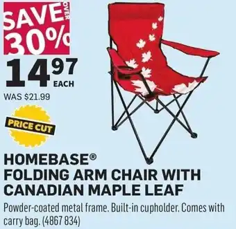 Co-op Homebase folding arm chair with canadian maple leaf offer