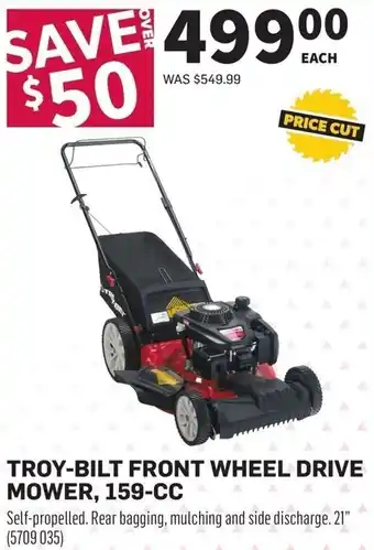 Co-op Troy bilt front wheel drive mower 159 cc offer