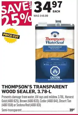 Co-op Thompson's transparent wood sealer offer