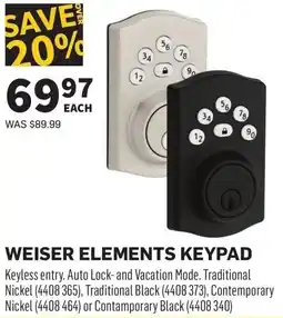 Co-op Weiser elements keypad offer