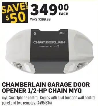 Co-op Chamberlain garage door opener 1/2-hp chain myq offer