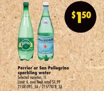 No Frills PERRIER OR SAN PELLEGRINO SPARKLING WATER, 1L offer