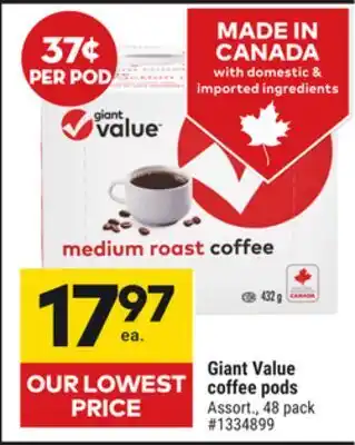 Giant Tiger Giant Value Medium Roast Coffee, 48-Pods offer