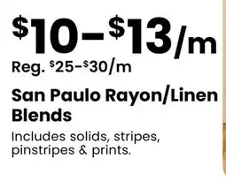 Fabricland San Paulo Rayon/Linen Blends offer