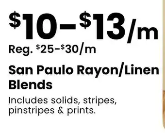 Fabricland San Paulo Rayon/Linen Blends offer