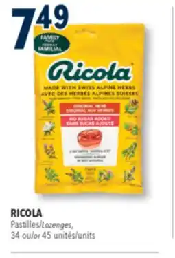 Familiprix RICOLA Lozenges 34 or 45 units offer