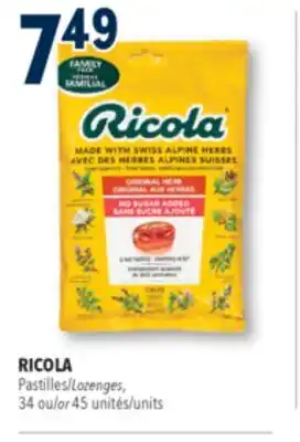 Familiprix RICOLA Lozenges 34 or 45 units offer