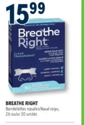 Familiprix BREATHE RIGHT Nasal strips, 26 or 30 unités offer