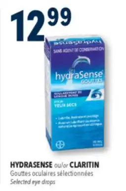 Familiprix HYDRASENSE or CLARITIN, Selected eye drops offer
