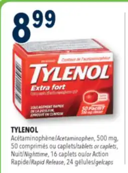 Familiprix TYLENOL Acetaminophen, 500 mg, tablets or caplets, Nuit/Nighttime, 16 caplets offer