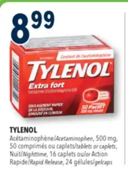 Familiprix TYLENOL Acetaminophen, 500 mg, tablets or caplets, Action Rapide 24 gelcaps offer