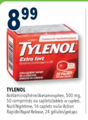 Familiprix TYLENOL Acetaminophen, 500 mg, tablets or caplets, Action Rapide 24 gelcaps offer