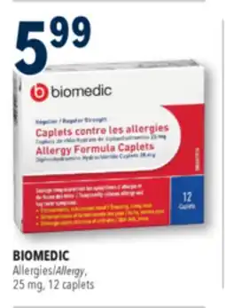Familiprix Biomedic allergy formula caplets regular strength 12un offer