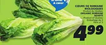 IGA ORGANIC ROMAINE HEARTS offer