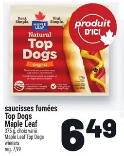 Metro SAUCISSES FUMÉES TOP DOGS MAPLE LEAF | MAPLE LEAF TOP DOGS WIENERS offer