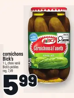 Metro CORNICHONS BICK'S | BICK'S PICKLES offer