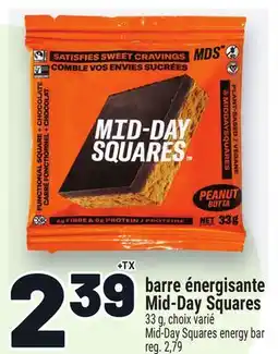 Metro BARRE ÉNERGISANTE MID-DAY SQUARES | MID-DAY SQUARES ENERGY BAR offer