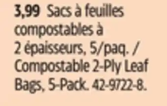 Canadian Tire Compostable 2-Ply Leaf Bags, 5-Pack offer