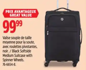 Canadian Tire Outbound Black Softside Medium Suitcase with Spinner Wheels offer