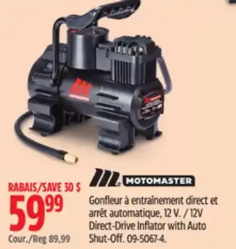 Canadian Tire MotoMaster 12V Direct-Drive Inflator with Auto Shut-Off offer