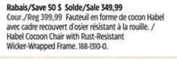 Canadian Tire CANVAS Habel Cocoon Chair with Rust-Resistant Wicker-Wrapped Frame offer