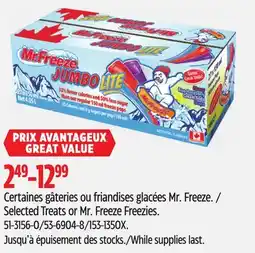 Canadian Tire Selected Treats or Mr. Freeze Freezies offer
