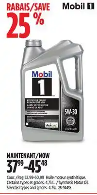 Canadian Tire Synthetic Motor Oil. Selected types and grades. 4.73L offer