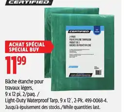 Canadian Tire Certified Light-Duty Waterproof Tarp, 9 x 12´, 2-Pk offer