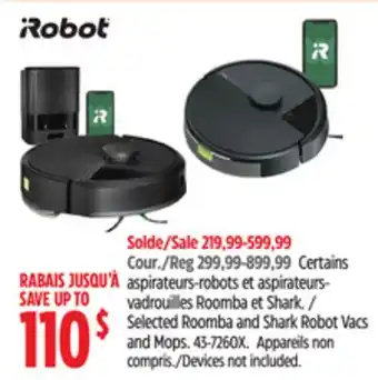 Canadian Tire iRobot Selected Roomba and Shark Robot Vacs and Mops offer