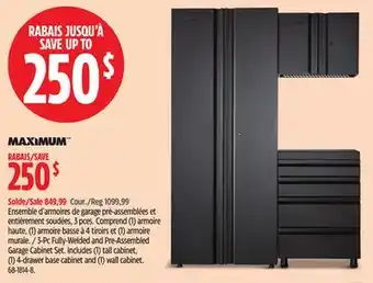 Canadian Tire MAXIMUM 3-Pc Fully-Welded and Pre-Assembled Garage Cabinet Set offer