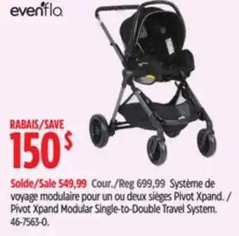 Canadian Tire Evenflo Pivot Xpand Modular Single-to-Double Travel System offer