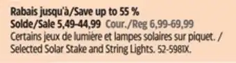 Canadian Tire For Living Selected Solar Stake and String Lights offer