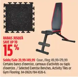 Canadian Tire Selected Exercise Benches, Activity Tiles or Gym Flooring offer