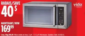 Canadian Tire VIDA 1.1 Cu-Ft Microwave, Stainless Steel offer