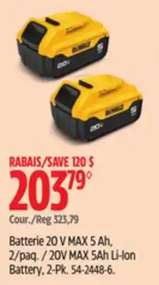 Canadian Tire Dewalt 20V MAX 5Ah Li-Ion Battery offer