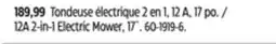 Canadian Tire Certified 12A 2-in-1 Electric Mower offer
