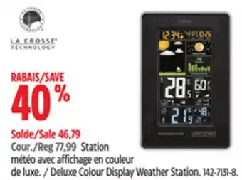 Canadian Tire La Crosse Deluxe Colour Display Weather Station offer
