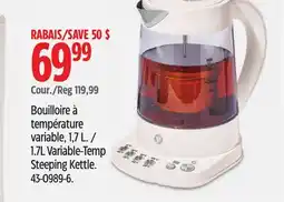 Canadian Tire Vida-by-paderno 1.7L Variable-Temp Steeping Kettle offer