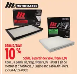 Canadian Tire MotoMaster Engine and Cabin Air Filters offer