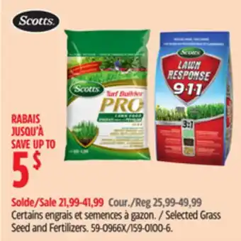 Canadian Tire Scotts Selected Grass Seed and Fertilizers offer