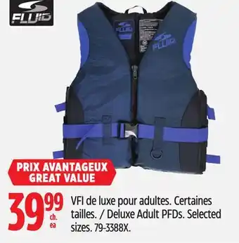 Canadian Tire Fluid Deluxe Adult PFDs offer