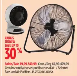 Canadian Tire Mastercraft Selected Fans and Air Purifiers offer