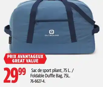 Canadian Tire Outbound Foldable Duffle Bag, 75L offer